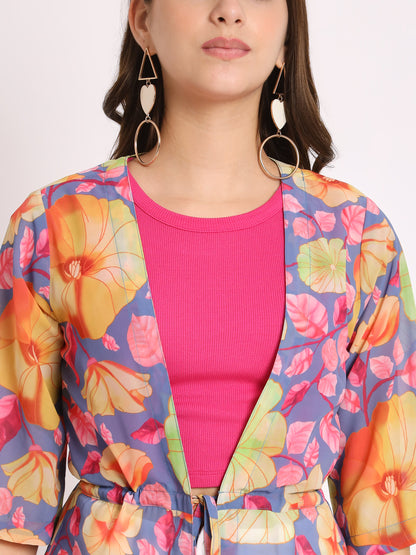 Floral Printed Longline Shrug