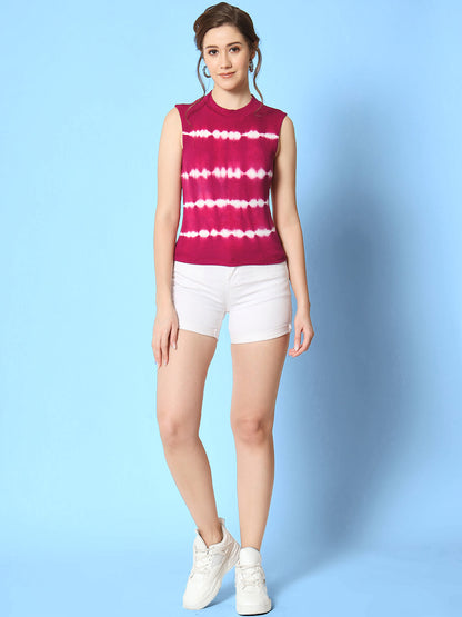 Tie And Dyed Sleeveless Regular Top