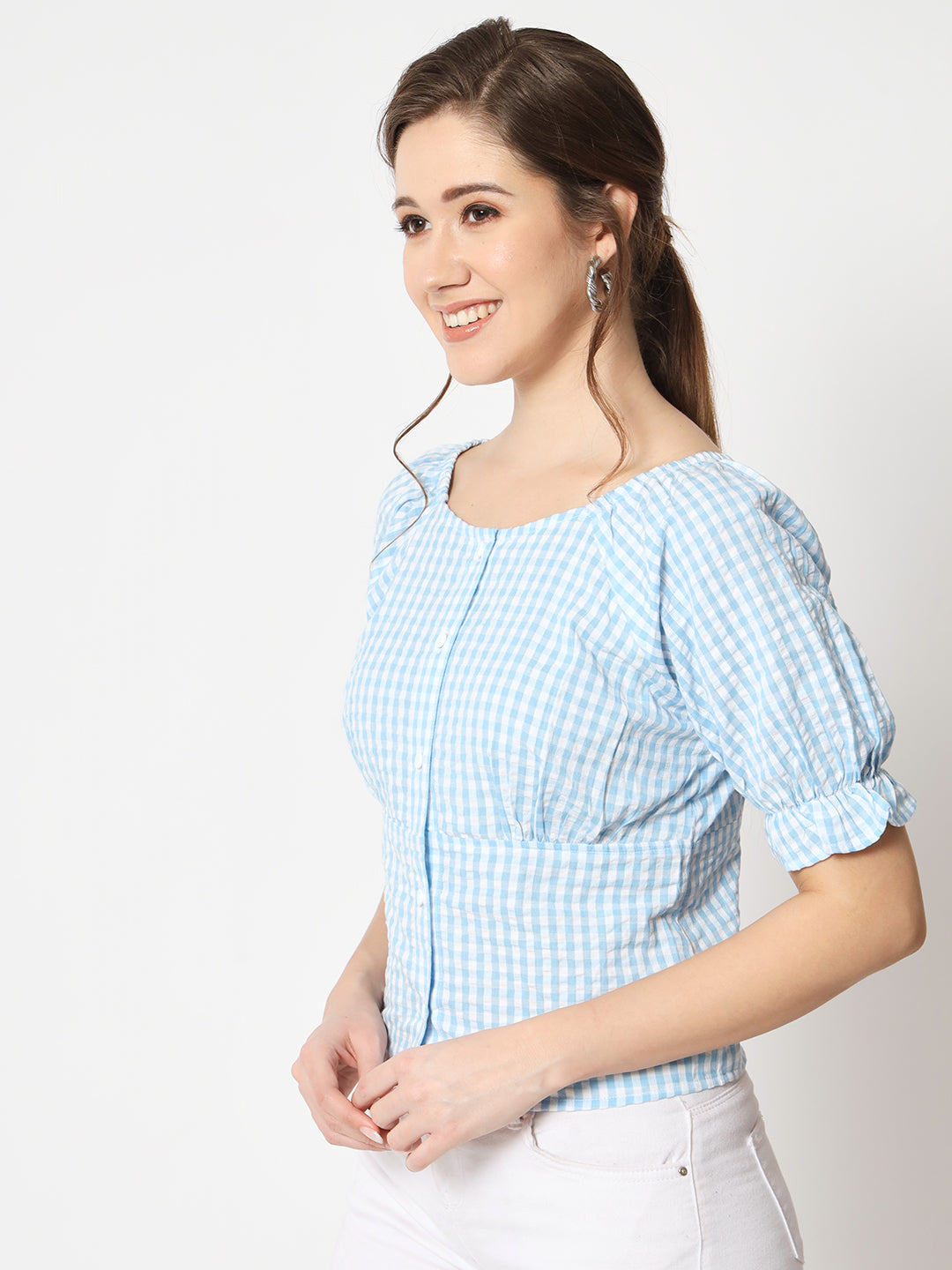 Women's blue check shirt