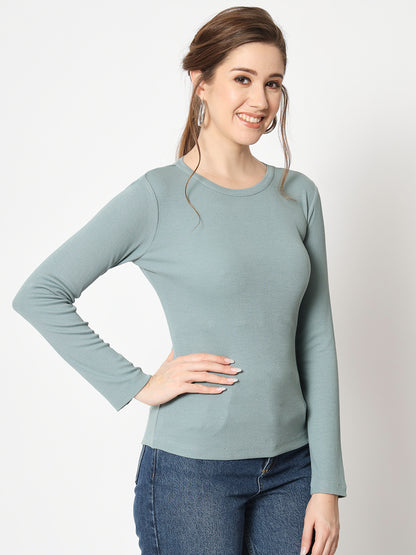 Round Neck Long Sleeves Liva Top