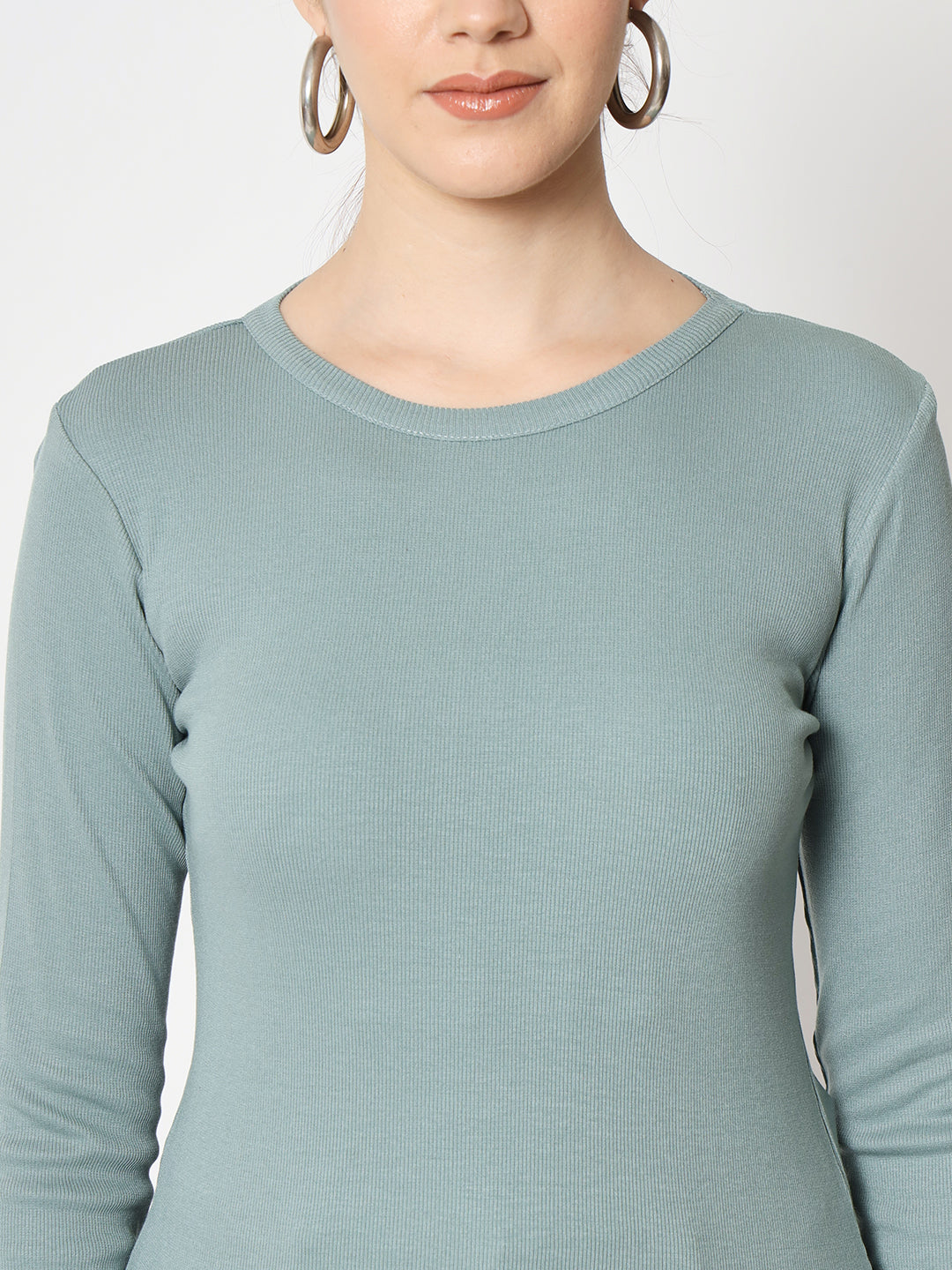 Round Neck Long Sleeves Liva Top