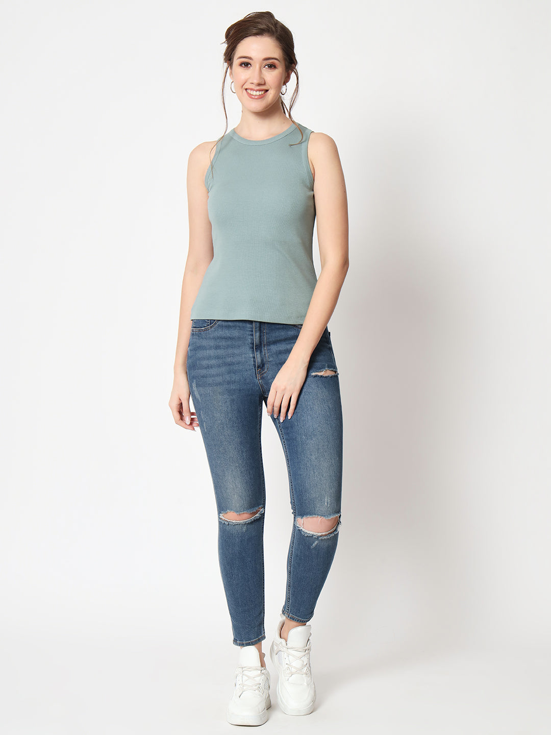 Round Neck Sleeveless Fitted Eco Liva Modal Top