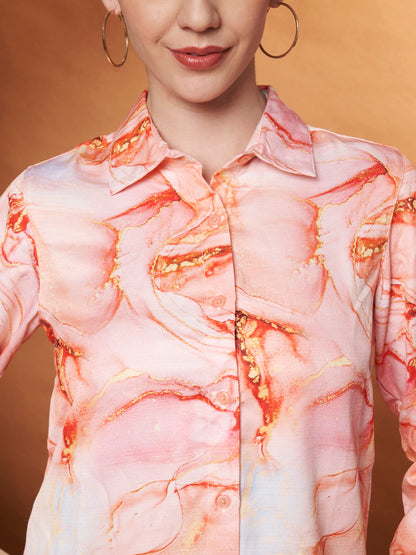 Abstract Printed Casual Shirt close up