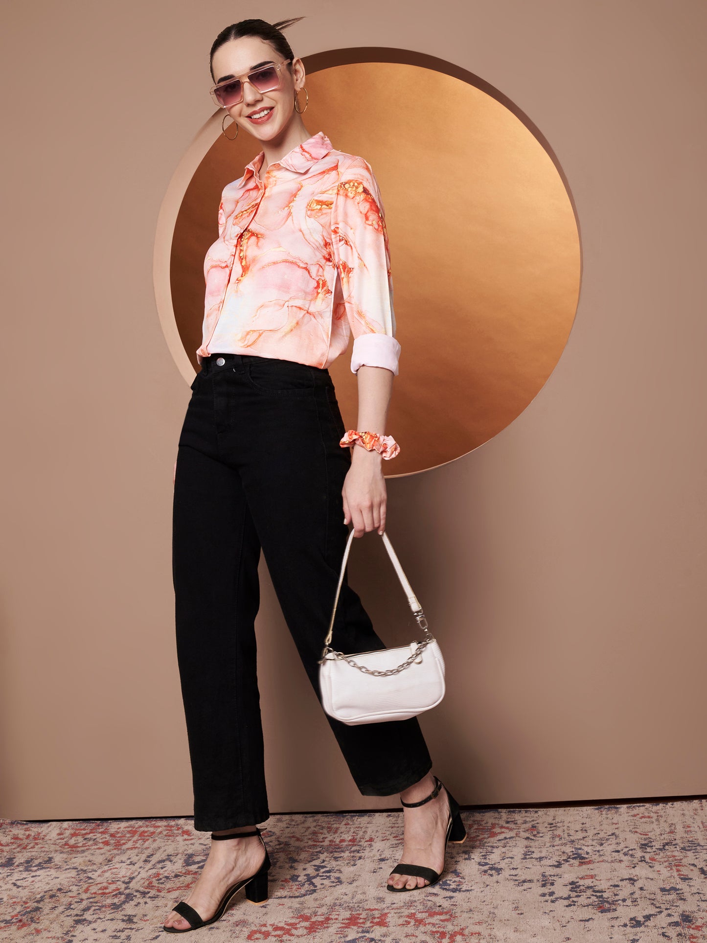 Abstract Printed Casual Shirt full look