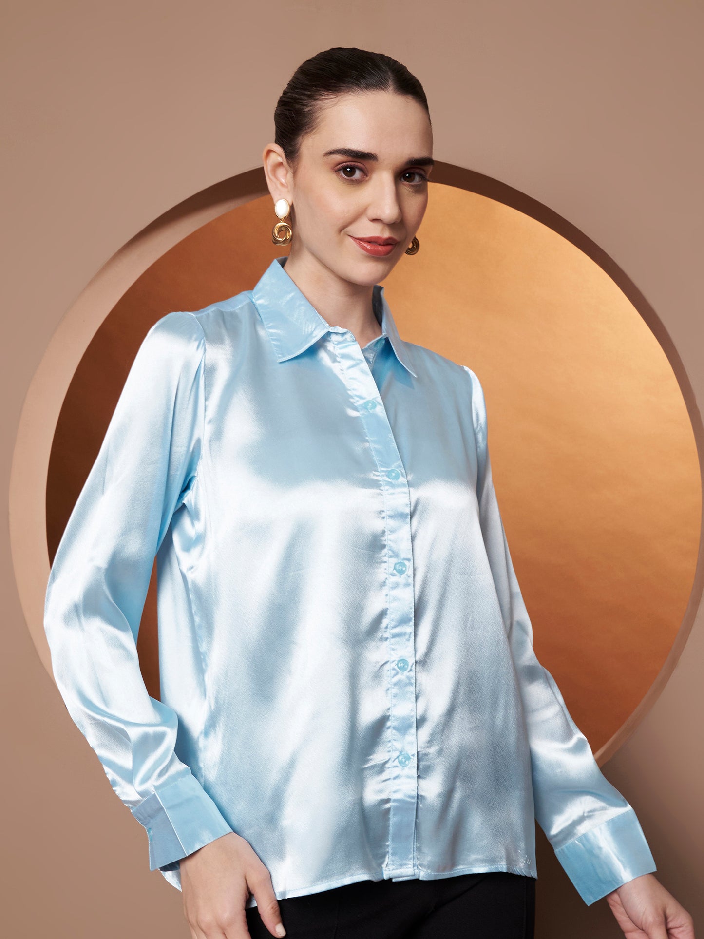 Women Blue Classic Slim Fit Casual Shirt