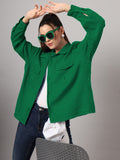 Women Classic Fit Solid Spread Collar Cotton Casual Shirt
