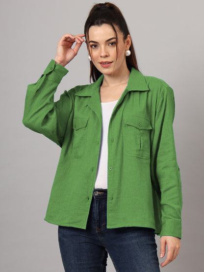 Classic Cotton Spread Collar Oversized Casual Shirt