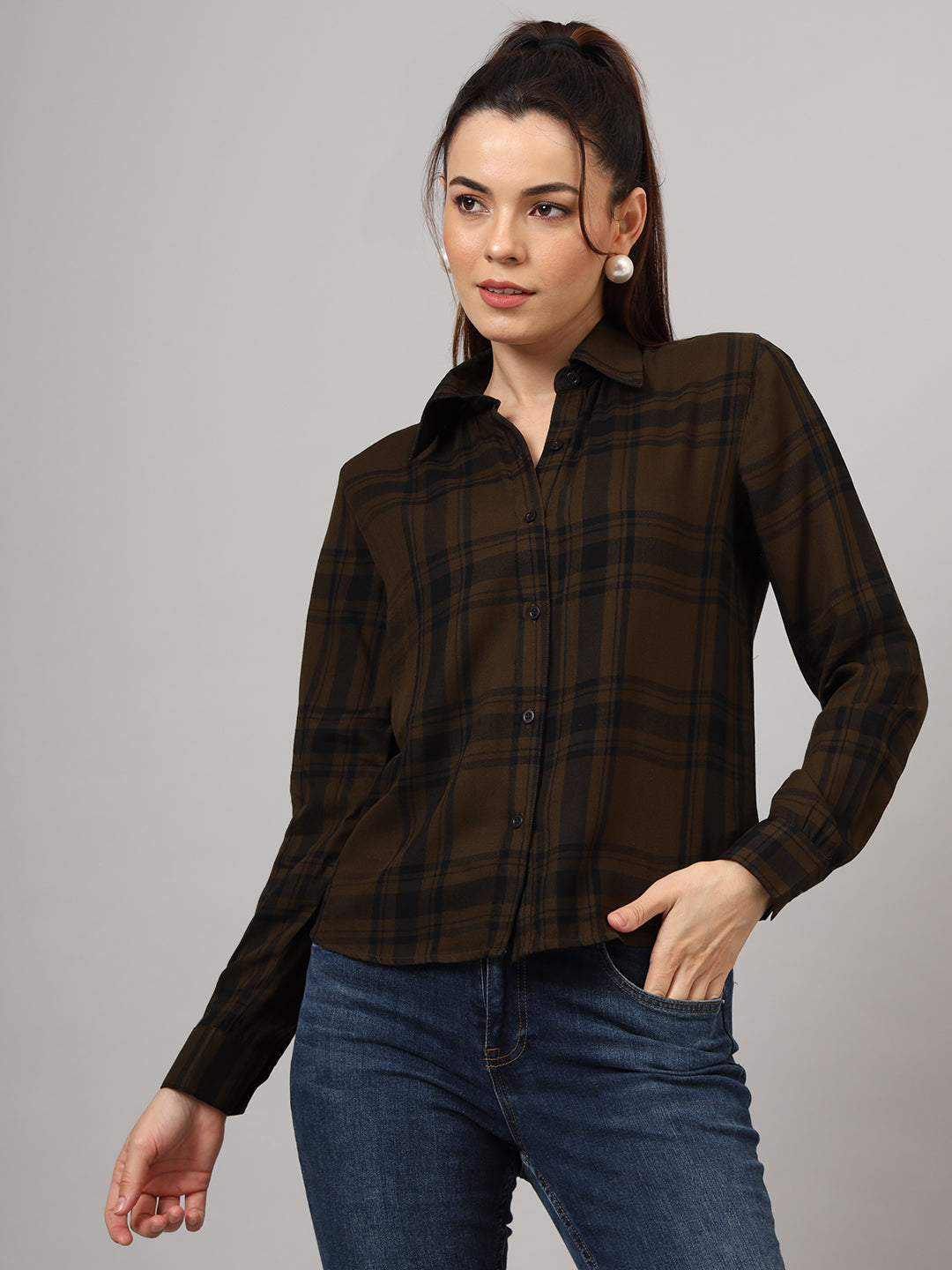 Tartan Check Olive Shirt