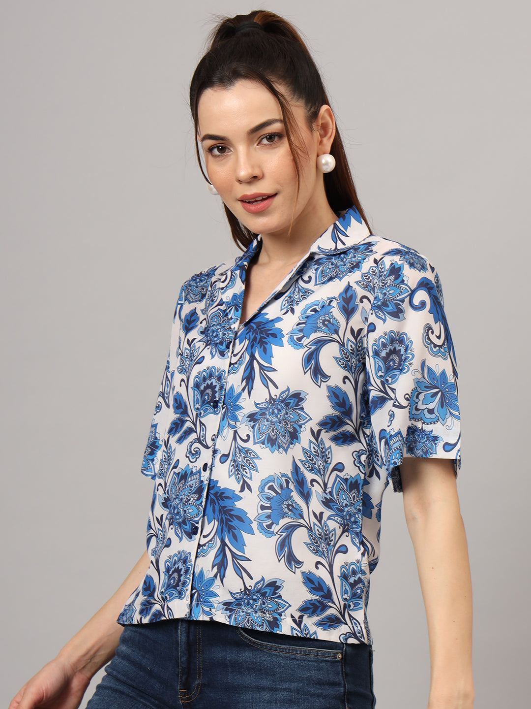 Women Classic Floral Printed Casual Shirt