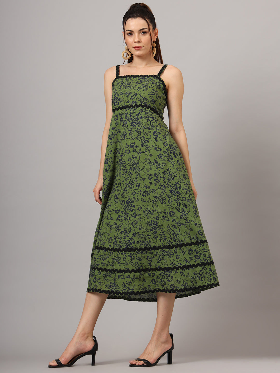 Floral Print Fit & Flare Midi Dress