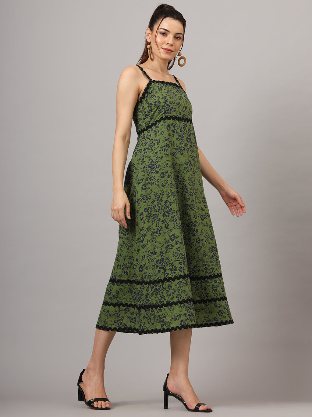 Floral Print Fit & Flare Midi Dress