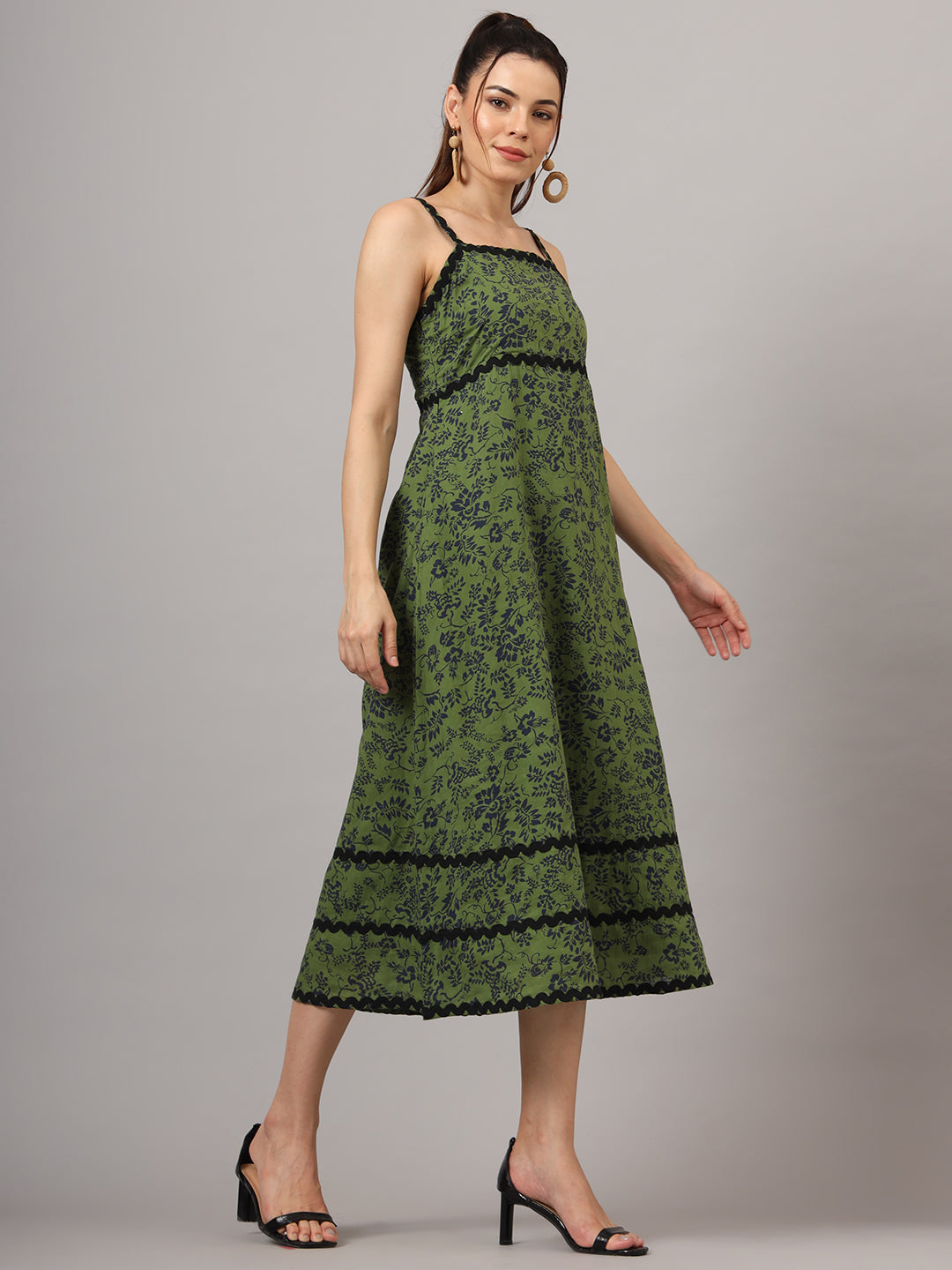 Floral Print Fit & Flare Midi Dress
