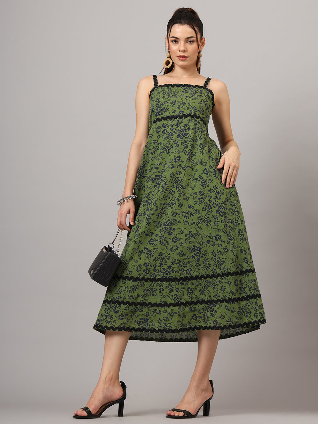 Floral Print Fit & Flare Midi Dress