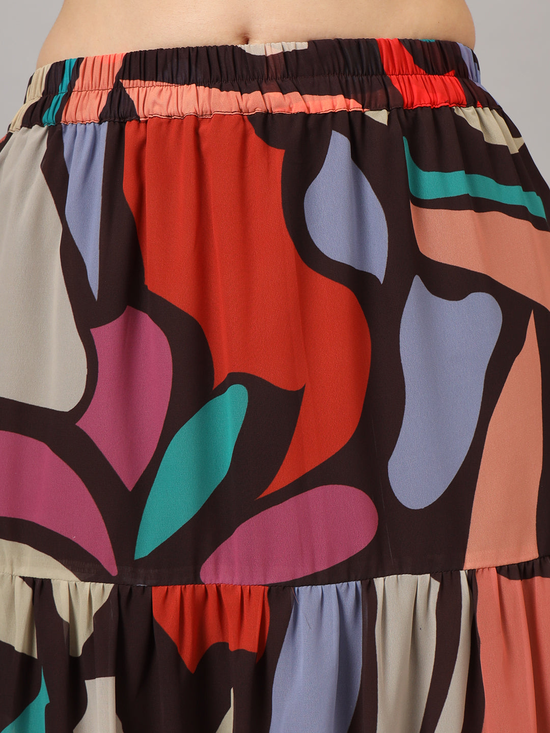 Abstract Printed Flared Midi Skirt