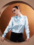Women Blue Classic Slim Fit Casual Shirt