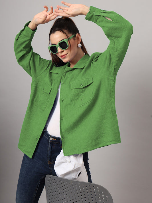 Classic Cotton Spread Collar Oversized Casual Shirt