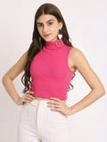 Turtle Neck Ribbed Modal Crop Top
