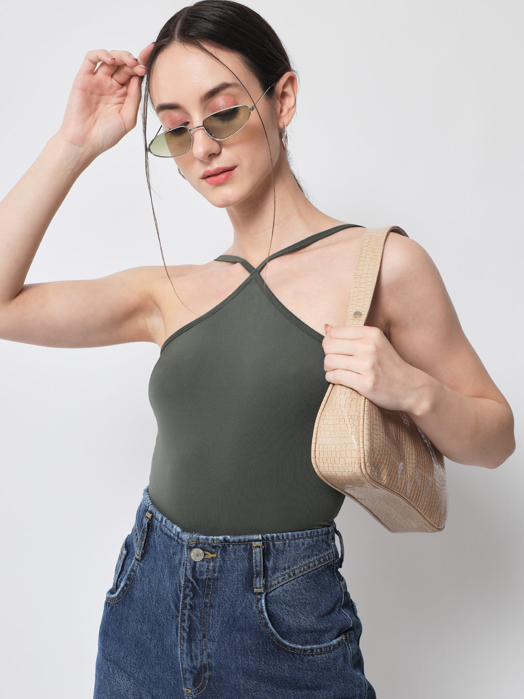 Olive Halter Neck Top