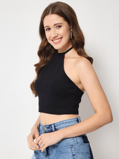 Cotton Halter Neck Crop Top