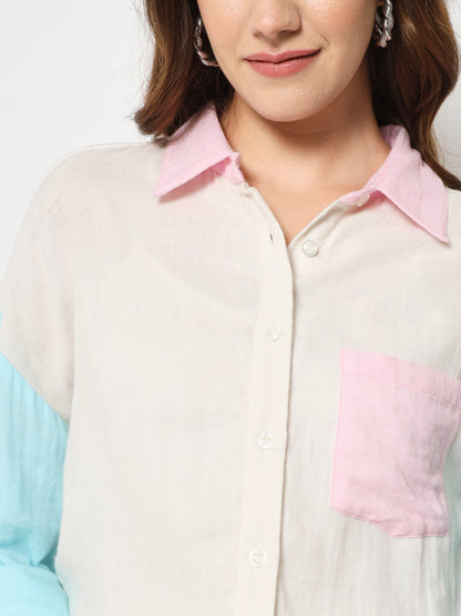 Women Classic Colourblocked Cotton Casual Shirt