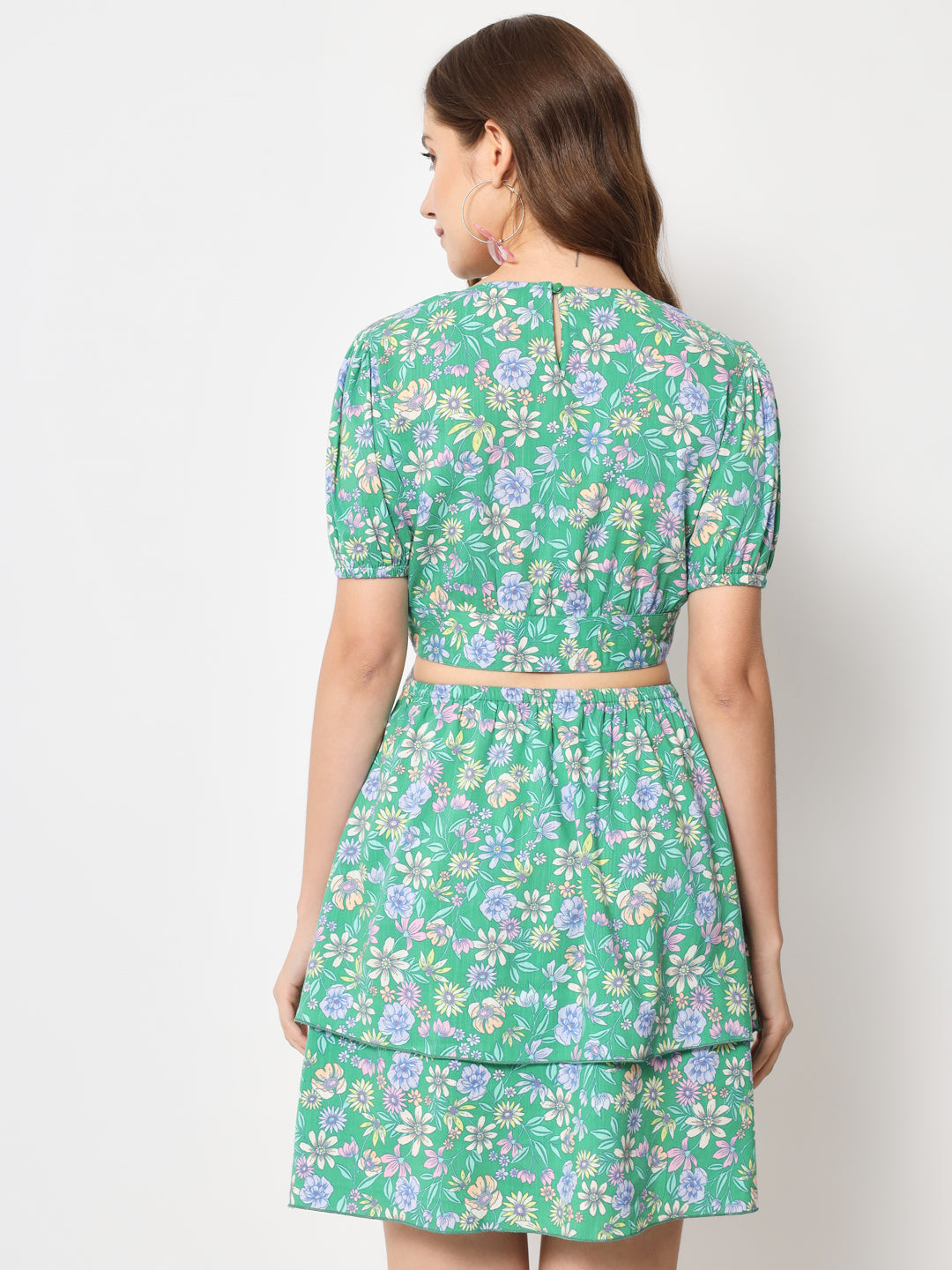 Floral Printed Cut-Out Detail Cotton Dress