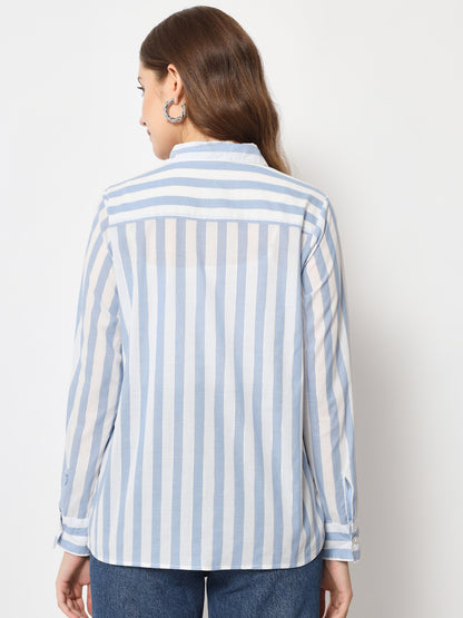 Classic Regular Fit Striped Cotton Casual Shirt