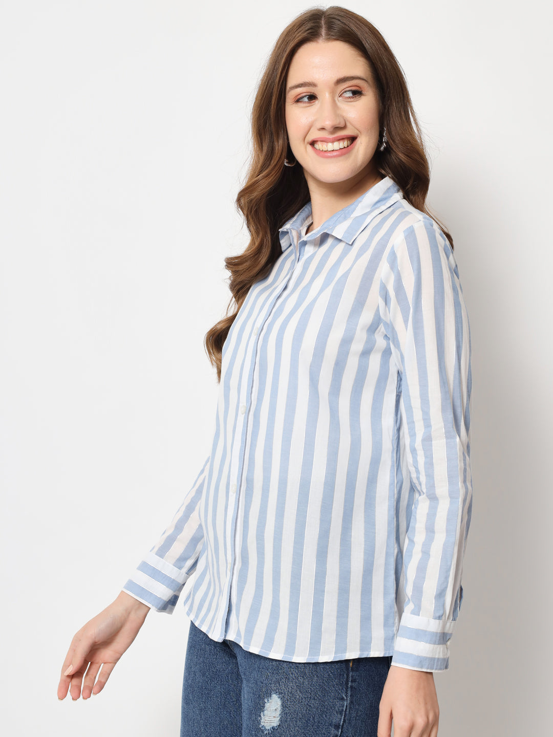 Classic Regular Fit Striped Cotton Casual Shirt