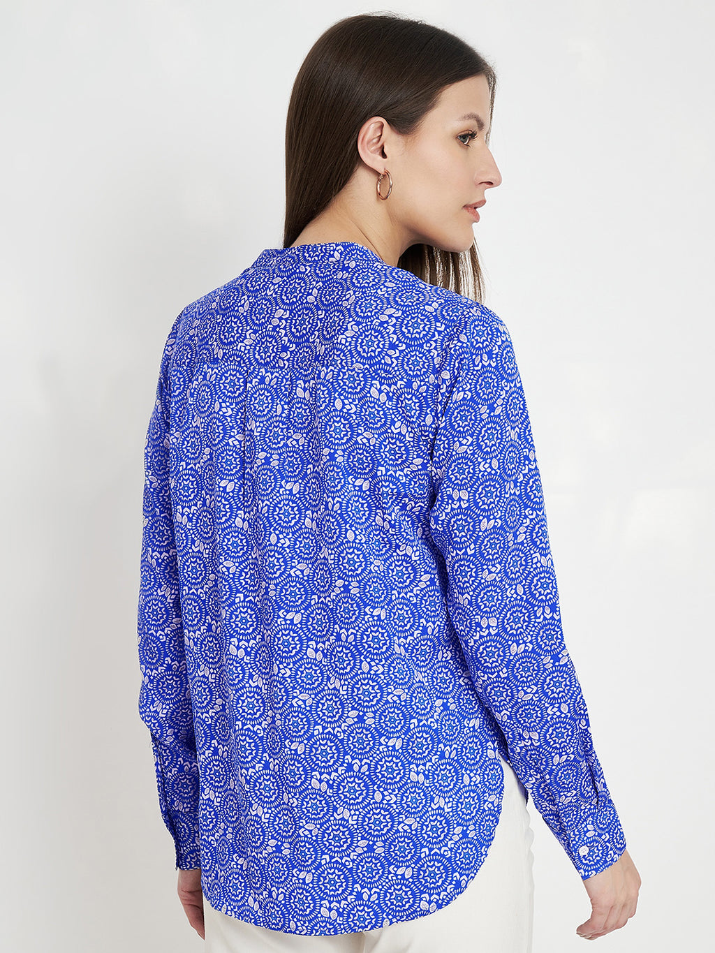 Blue Opaque Printed Casual Kurti