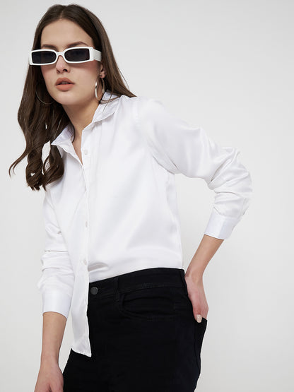 White Solid shirt for women