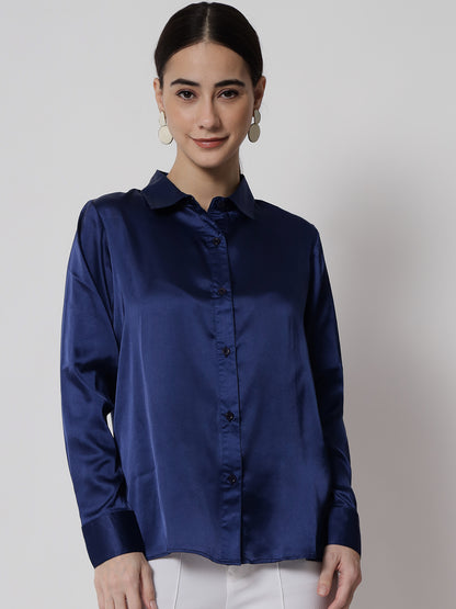 Women Blue Relaxed Formal Shir