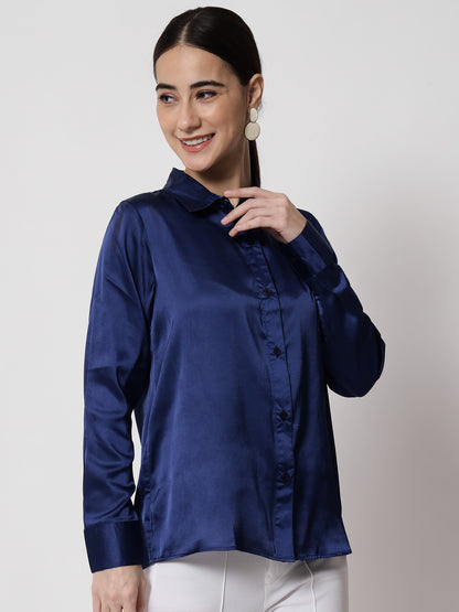 Women Blue Relaxed Formal Shir