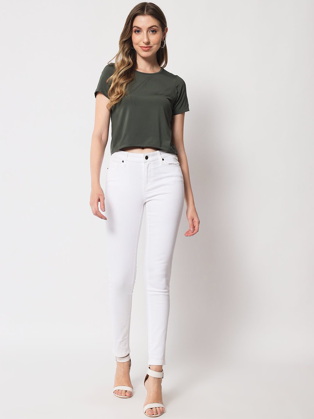 Olive Solid Crop Top