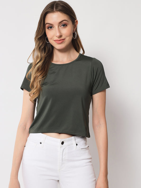 Olive Solid Crop Top