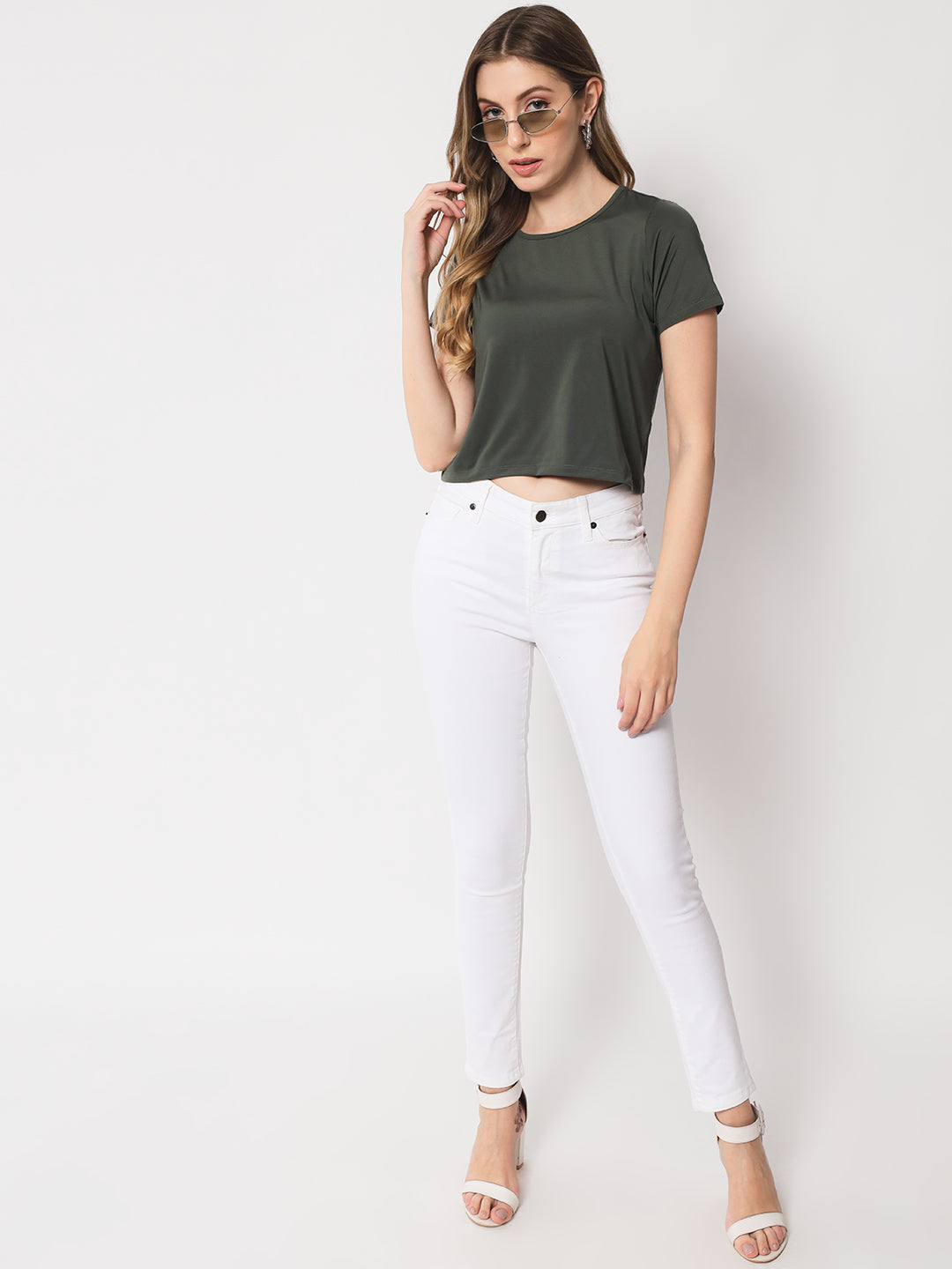 Olive Solid Crop Top