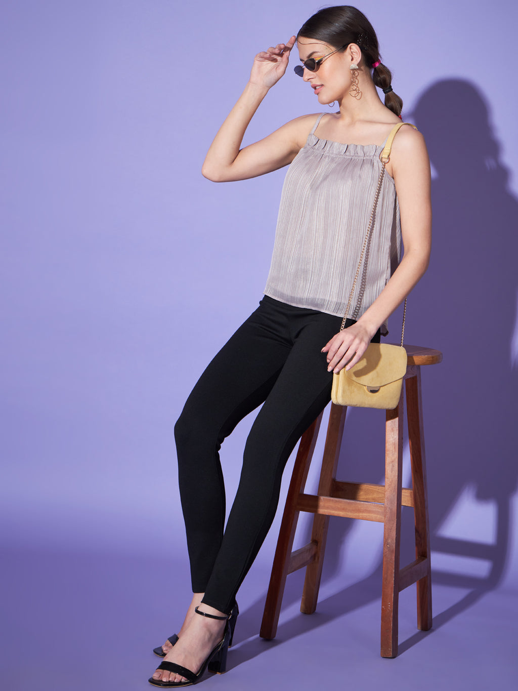 Shoulder Straps Striped Top