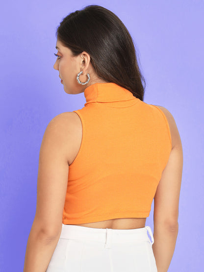 High Neck Sleeveless Crop Top