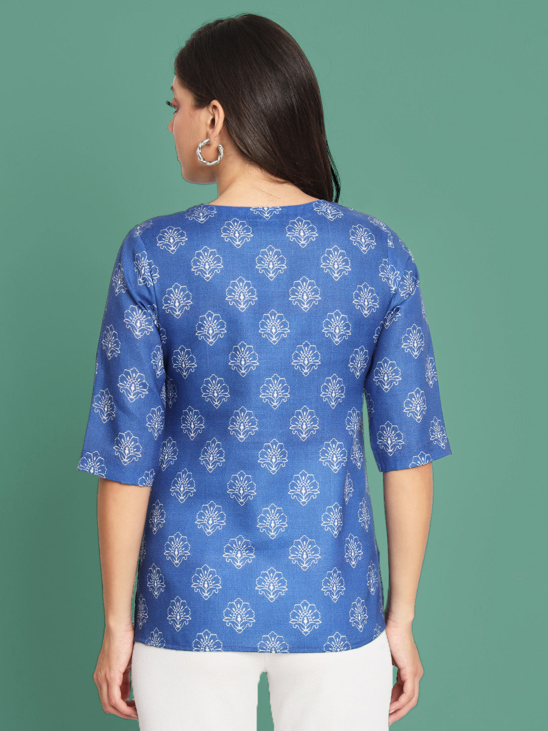 Ethnic Motifs Printed Blue Kurti