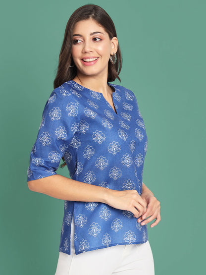 Ethnic Motifs Printed Blue Kurti