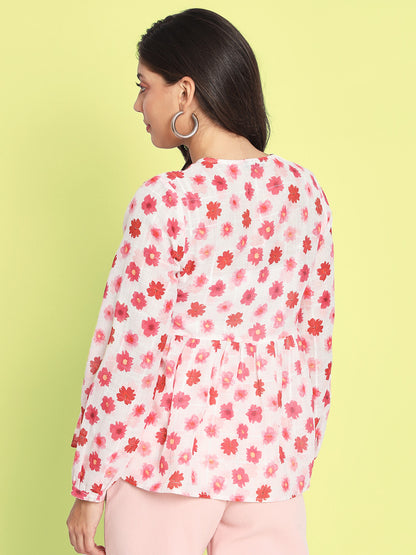 Floral Printed Tie-Up Kurti