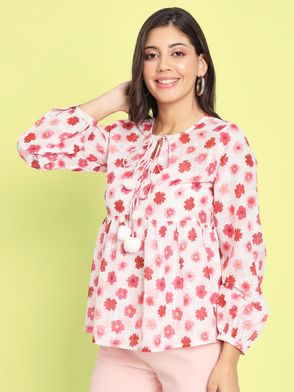 Floral Printed Tie-Up Kurti