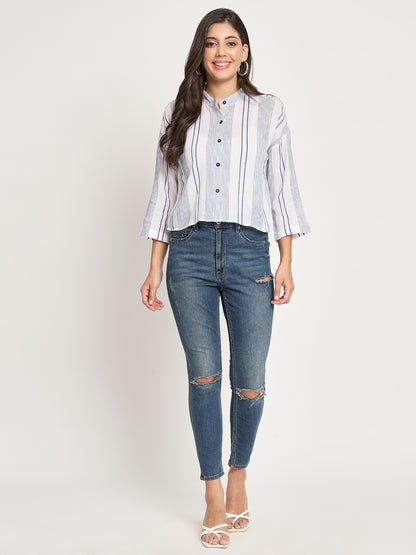 Women's blue stripe shirt