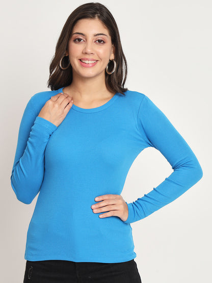 Ribbed Round Neck Fitted Top