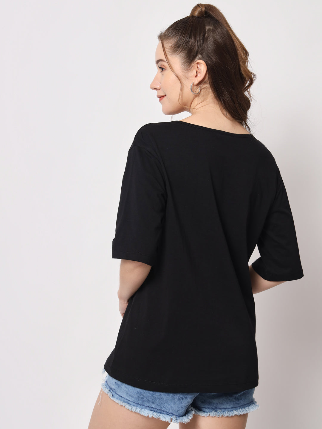 Round Neck Drop Shoulder Cotton T-shirt