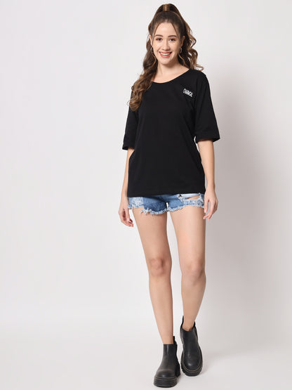 Round Neck Drop Shoulder Cotton T-shirt