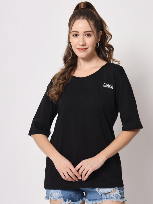 Round Neck Drop Shoulder Cotton T-shirt