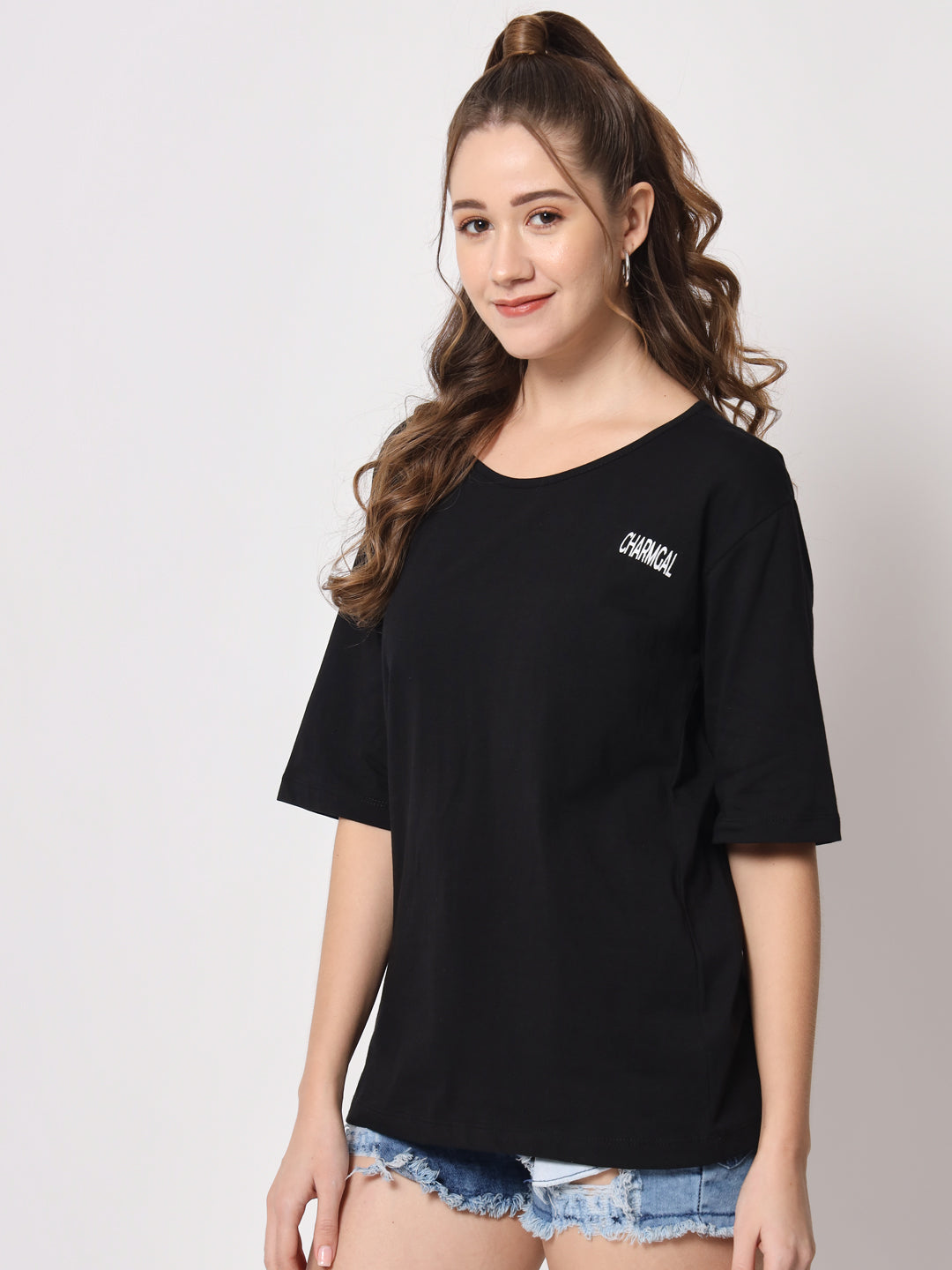 Round Neck Drop Shoulder Cotton T-shirt