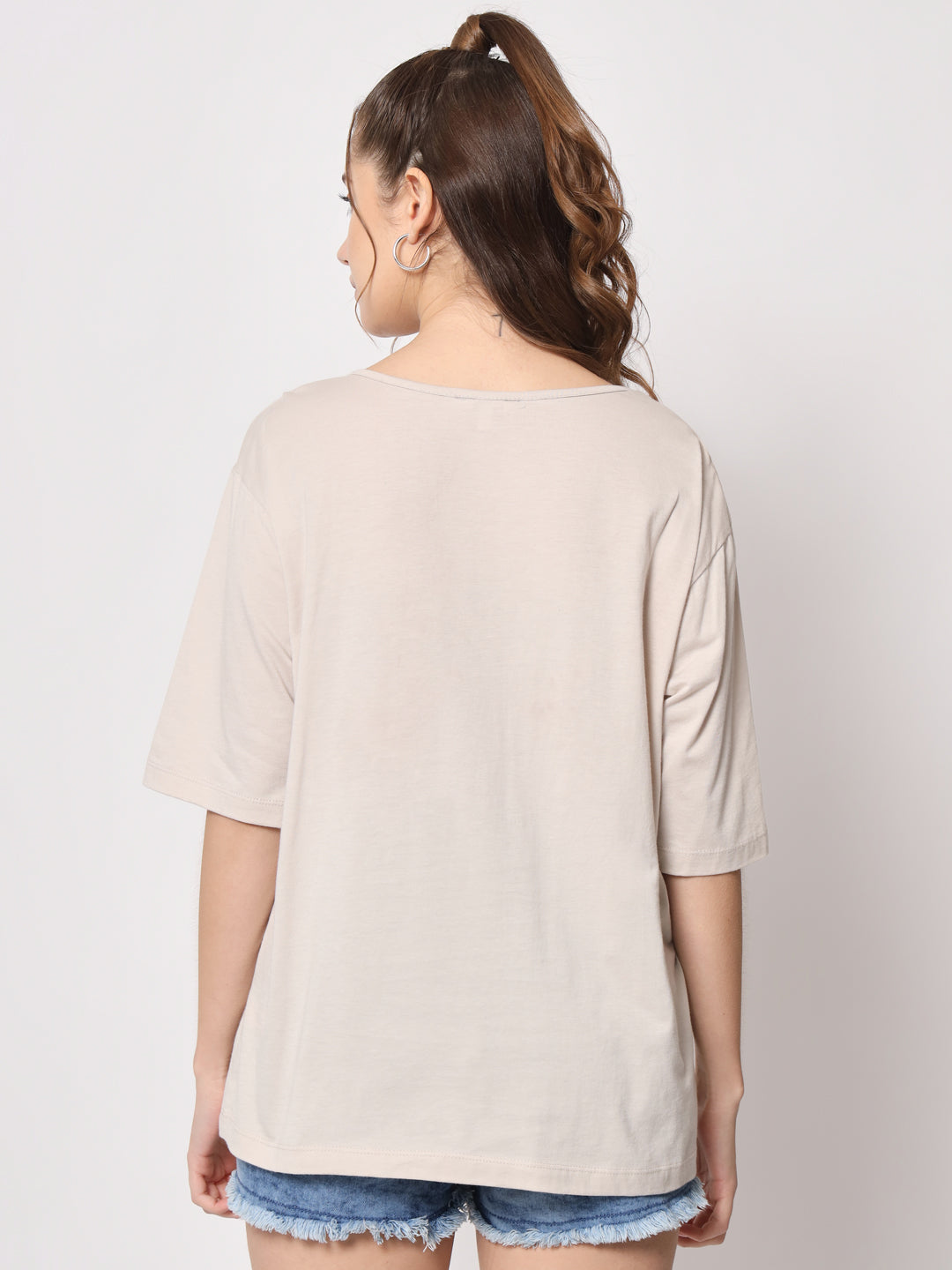 Round Neck Drop Shoulder Cotton T-shirt