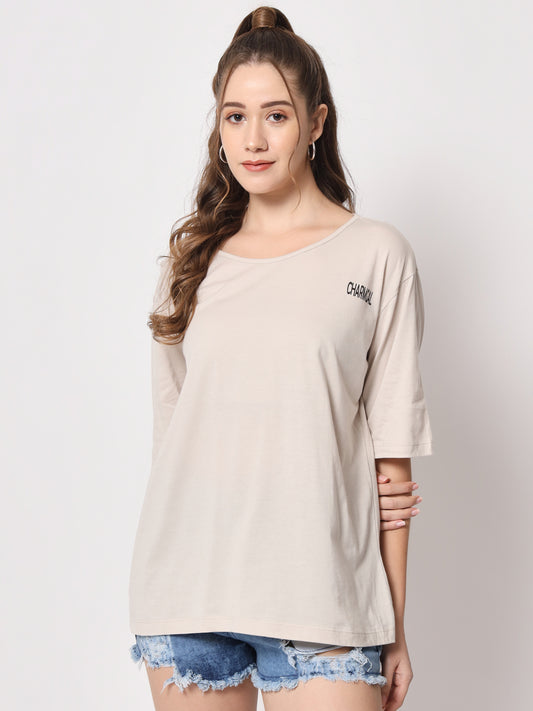 Round Neck Drop Shoulder Cotton T-shirt