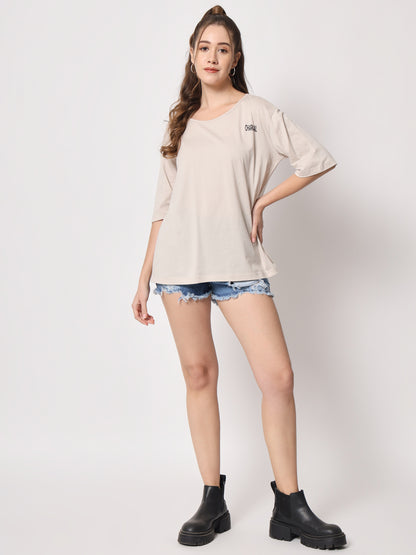 Round Neck Drop Shoulder Cotton T-shirt