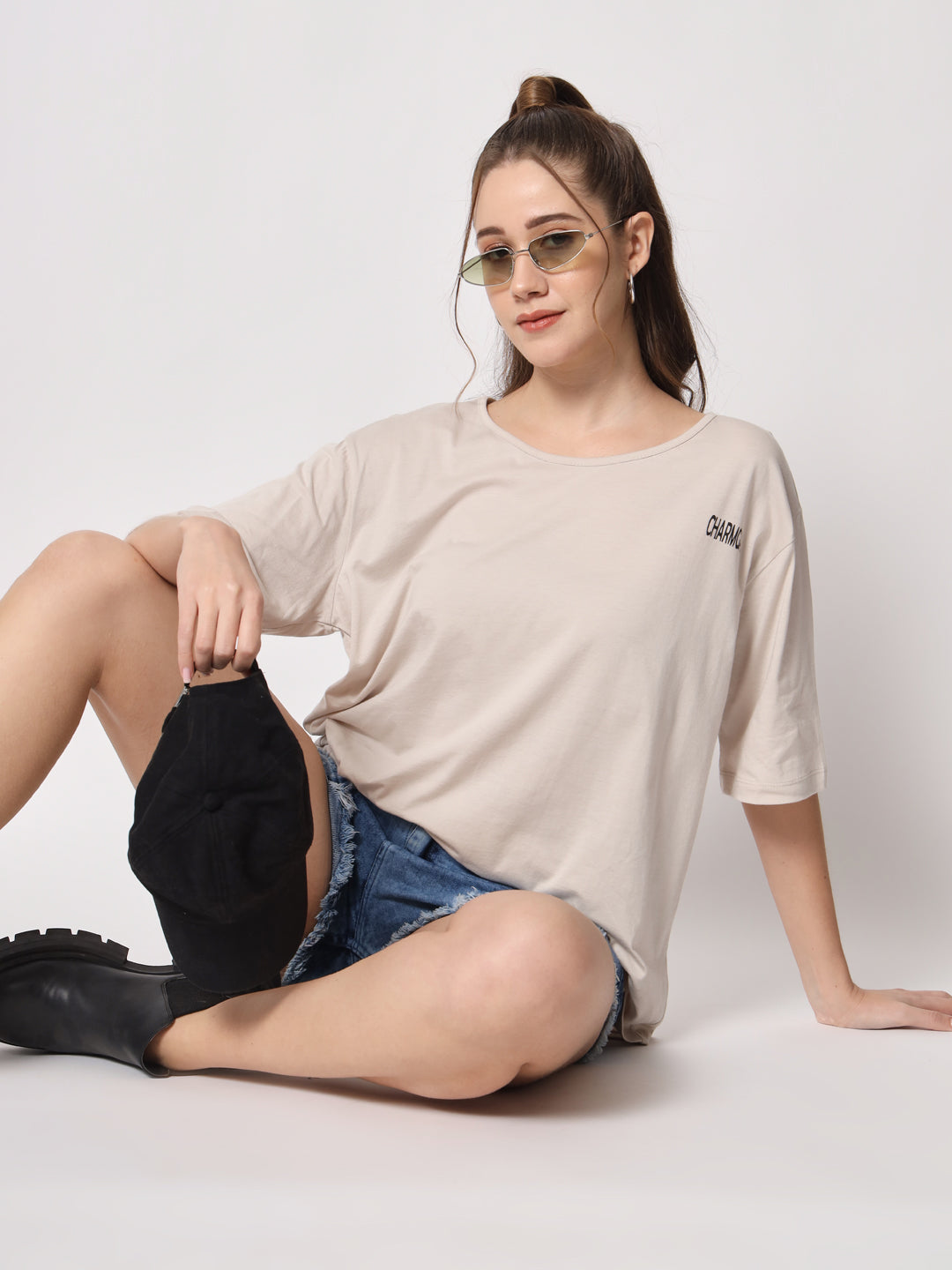 Round Neck Drop Shoulder Cotton T-shirt